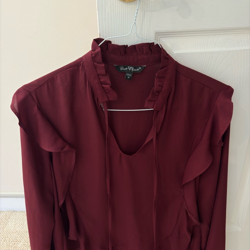 Velvet Heart Burgundy Ruffle Blouse